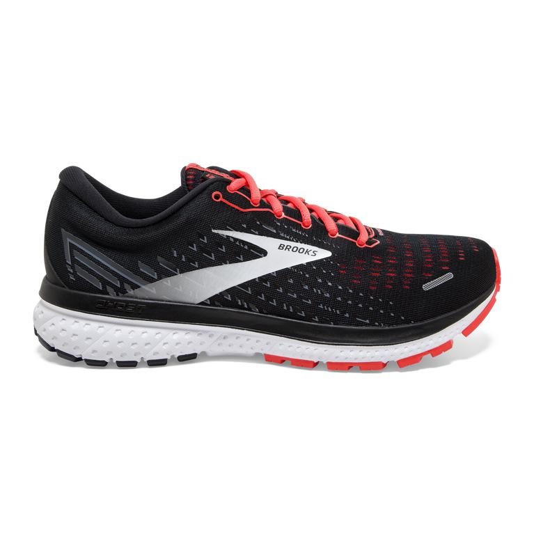 Brooks Ghost 13 Road Running Shoes - Women's - Black/Ebony/grey Charcoal/Coral (34058-NRPB)